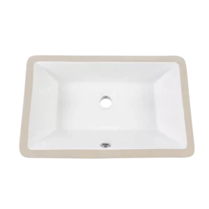 Vitreous china rectangular under-mount bathroom sink