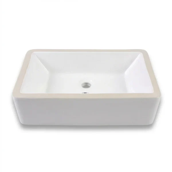 Vitreous china rectangular under-mount bathroom sink
