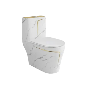 Marble Gold Line Luxury Popular Design Ceramic Modern One Piece Toilet